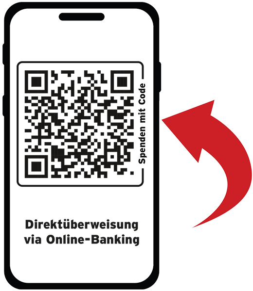 Spenden via Direktüberweisung mittels Online-Banking App und QR-Code